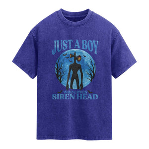 Siren Head Washed Cotton T-Shirt Supernatural American Cryptid Boys