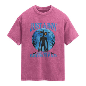 Siren Head Washed Cotton T-Shirt Supernatural American Cryptid Boys