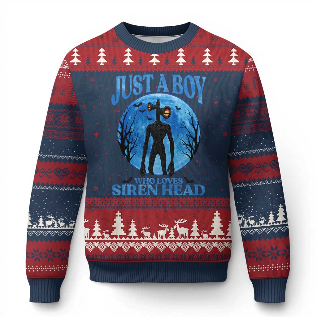 Siren Head Ugly Christmas Sweater Supernatural American Cryptid Boys TS10 Navy Red Print Your Wear