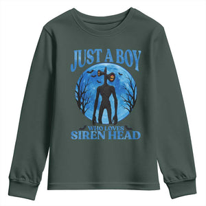 Siren Head Youth Sweatshirt Supernatural American Cryptid Boys TS10 Dark Forest Green Print Your Wear