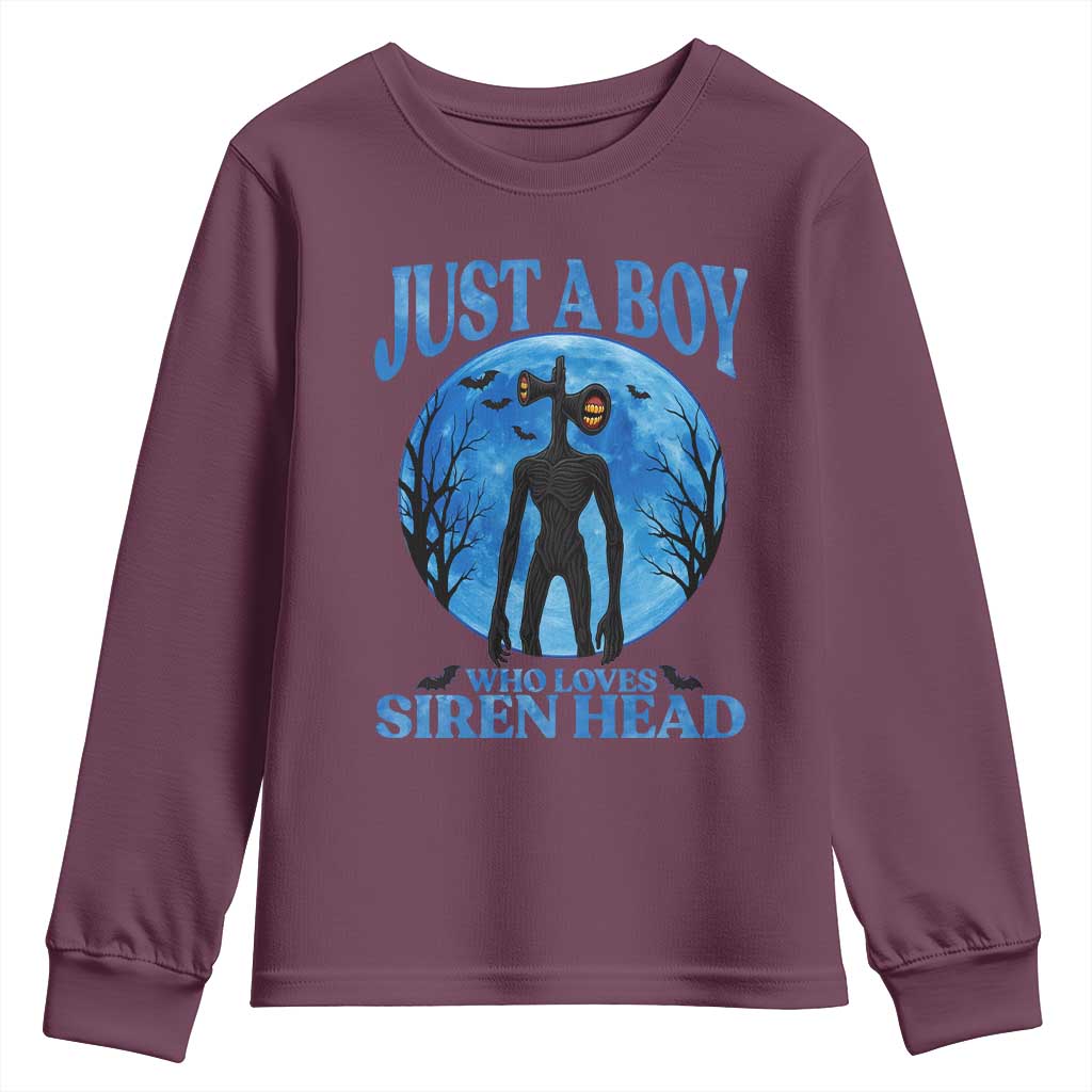 Siren Head Youth Sweatshirt Supernatural American Cryptid Boys TS10 Maroon Print Your Wear