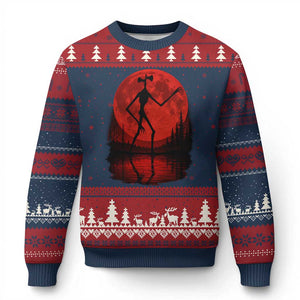 Siren Head Ugly Christmas Sweater Supernatural American Cryptid Full Blood Moon Halloween TS10 Navy Red Print Your Wear