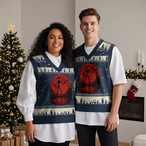 Siren Head V-Neck Knit Sweater Vest Supernatural American Cryptid Full Blood Moon Halloween TS10 Navy Beige Print Your Wear