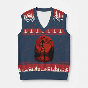Siren Head V-Neck Knit Sweater Vest Supernatural American Cryptid Full Blood Moon Halloween TS10 Navy Red Print Your Wear