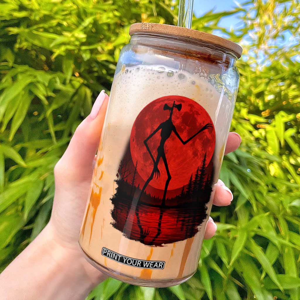 Siren Head Glass Can Supernatural American Cryptid Full Blood Moon Halloween TS10 Black Print Your Wear