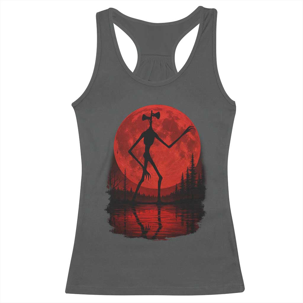 Siren Head Racerback Tank Top Supernatural American Cryptid Full Blood Moon Halloween TS10 Dark Heather Print Your Wear