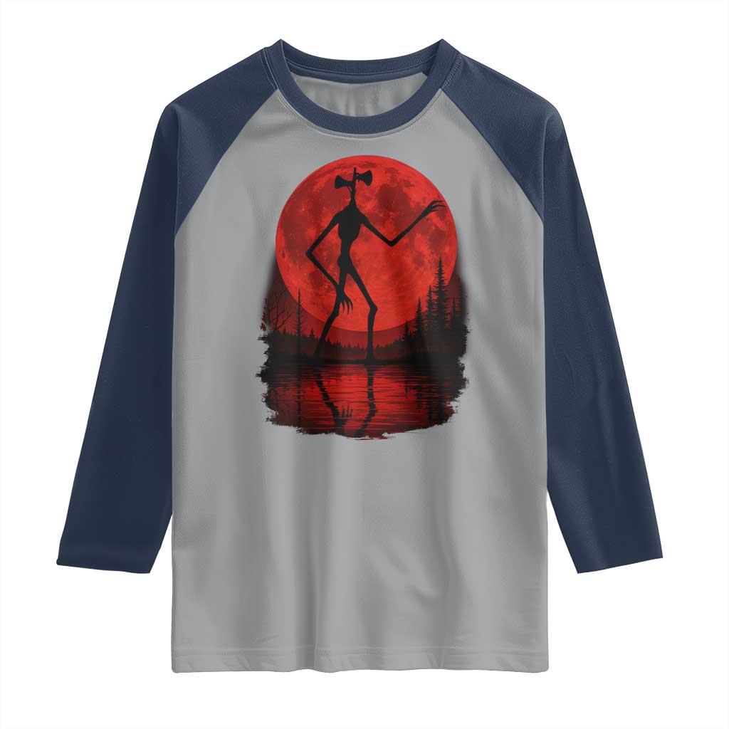Siren Head Raglan Shirt Supernatural American Cryptid Full Blood Moon Halloween TS10 Sport Gray Navy Print Your Wear
