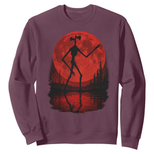 Siren Head Sweatshirt Supernatural American Cryptid Full Blood Moon Halloween TS10 Maroon Print Your Wear