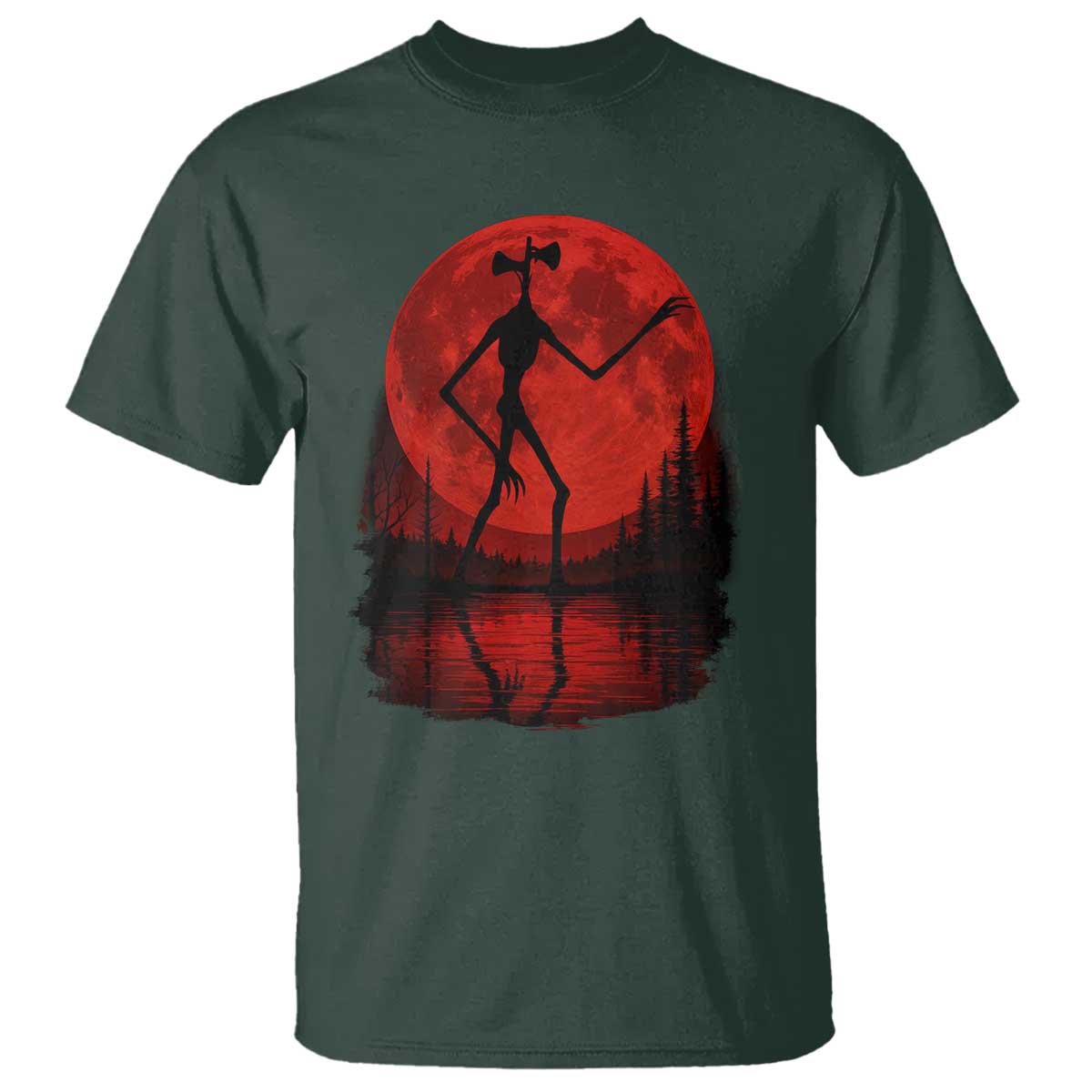 Siren Head T Shirt Supernatural American Cryptid Full Blood Moon Halloween TS10 Dark Forest Green Print Your Wear