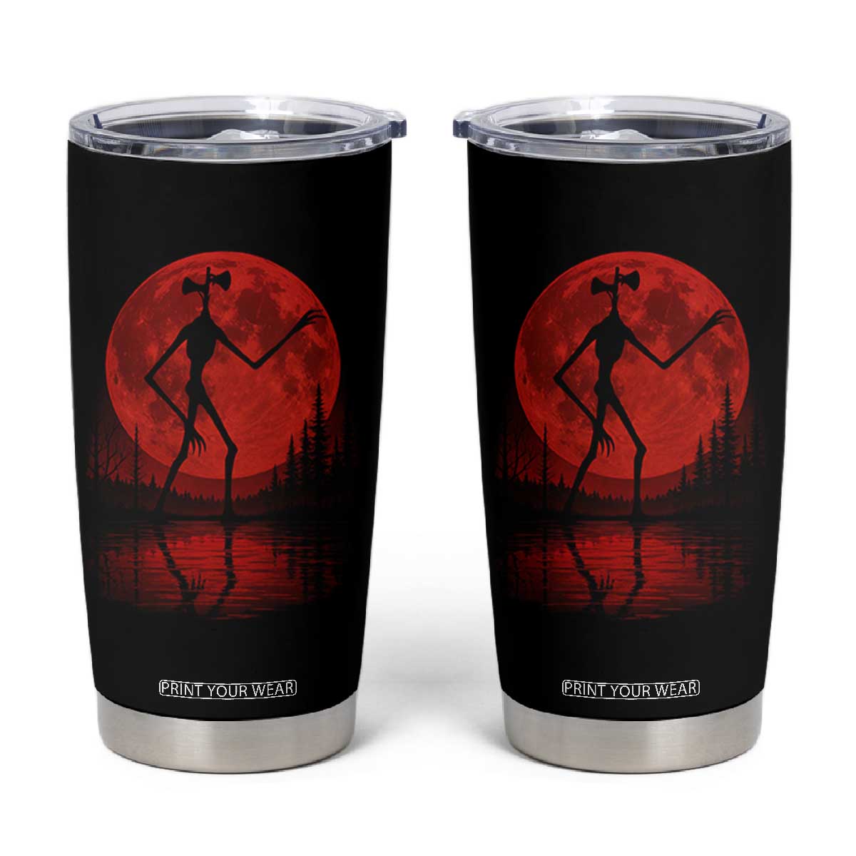 Siren Head Tumbler Cup Supernatural American Cryptid Full Blood Moon Halloween TS10 Black Print Your Wear