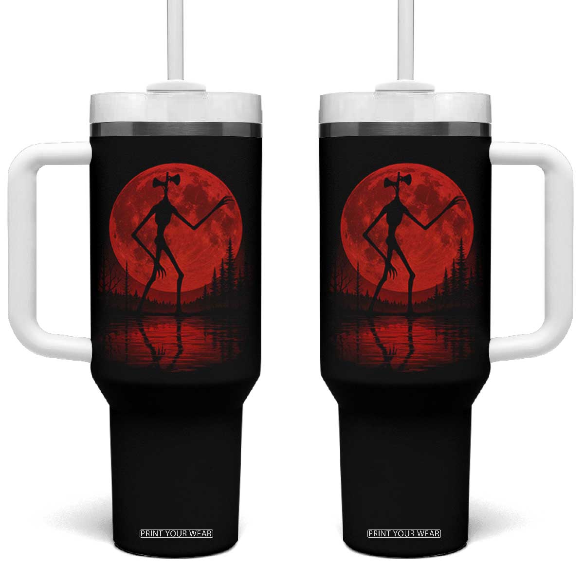 Siren Head Tumbler With Handle Supernatural American Cryptid Full Blood Moon Halloween TS10 One Size: 40 oz Black Print Your Wear