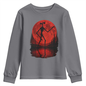 Siren Head Youth Sweatshirt Supernatural American Cryptid Full Blood Moon Halloween TS10 Charcoal Print Your Wear