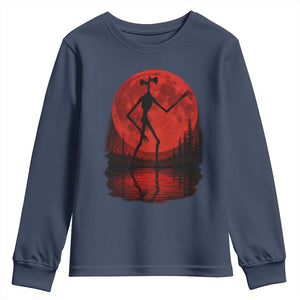 Siren Head Youth Sweatshirt Supernatural American Cryptid Full Blood Moon Halloween TS10 Navy Print Your Wear