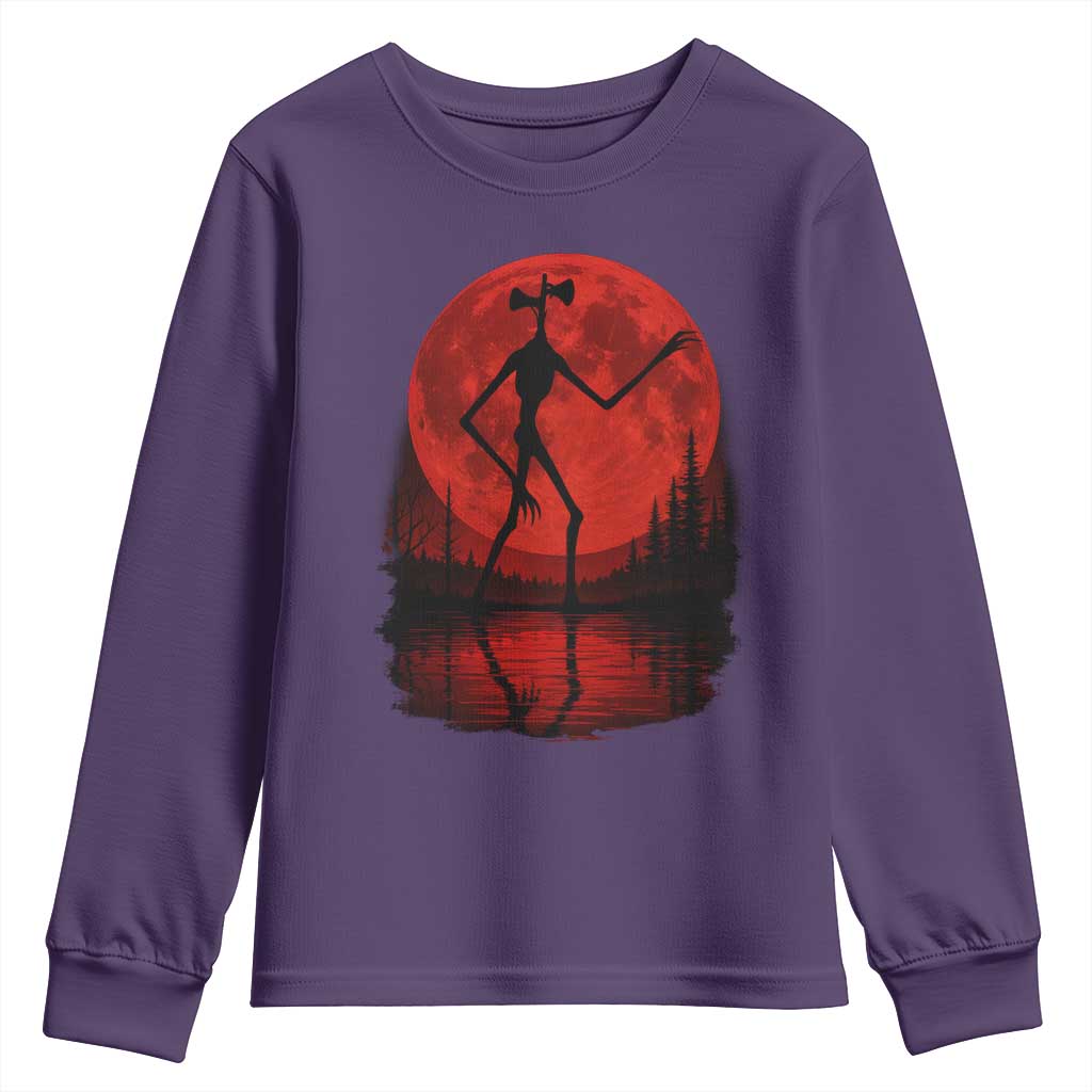 Siren Head Youth Sweatshirt Supernatural American Cryptid Full Blood Moon Halloween TS10 Purple Print Your Wear