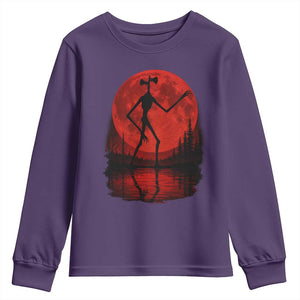 Siren Head Youth Sweatshirt Supernatural American Cryptid Full Blood Moon Halloween TS10 Purple Print Your Wear