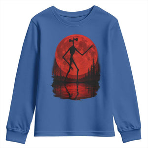 Siren Head Youth Sweatshirt Supernatural American Cryptid Full Blood Moon Halloween TS10 Royal Blue Print Your Wear