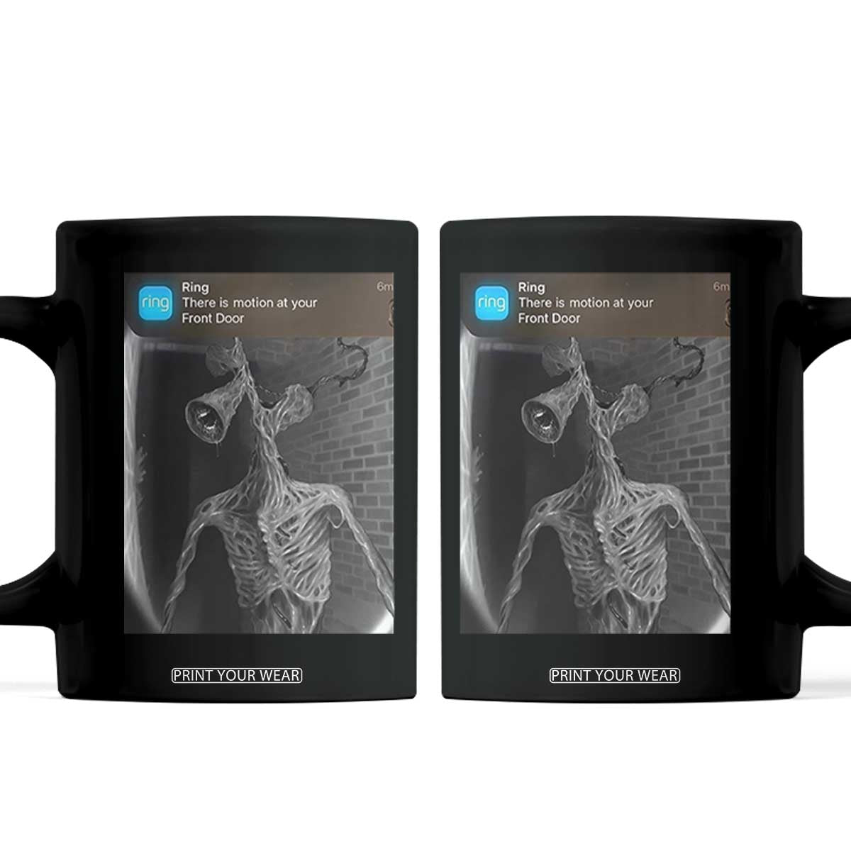 Funny Siren Head Coffee Mug Ring with Motion Meme TS10 Black Print Your Wear