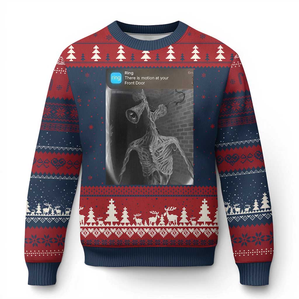 Funny Siren Head Ugly Christmas Sweater Ring with Motion Meme TS10 Navy Red Print Your Wear