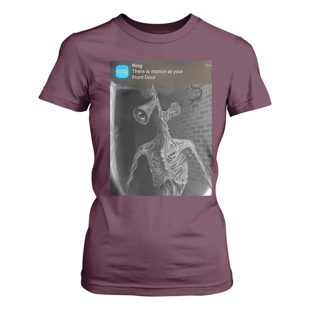 Funny Siren Head T Shirt For Women Ring with Motion Meme TS10 Maroon Print Your Wear