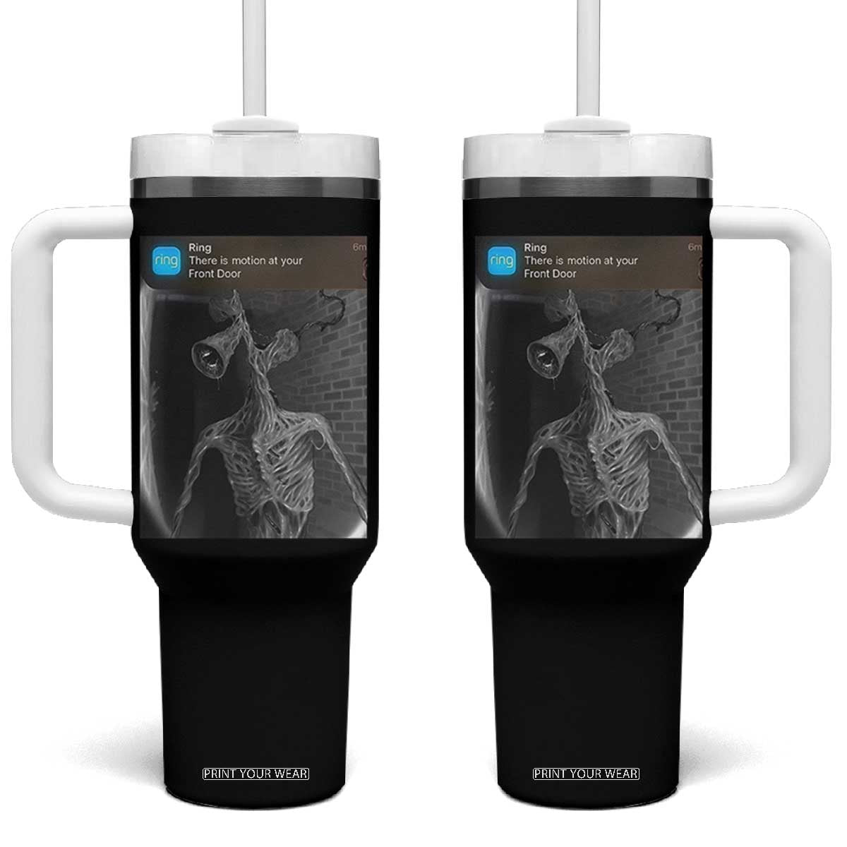 Funny Siren Head Tumbler With Handle Ring with Motion Meme TS10 One Size: 40 oz Black Print Your Wear