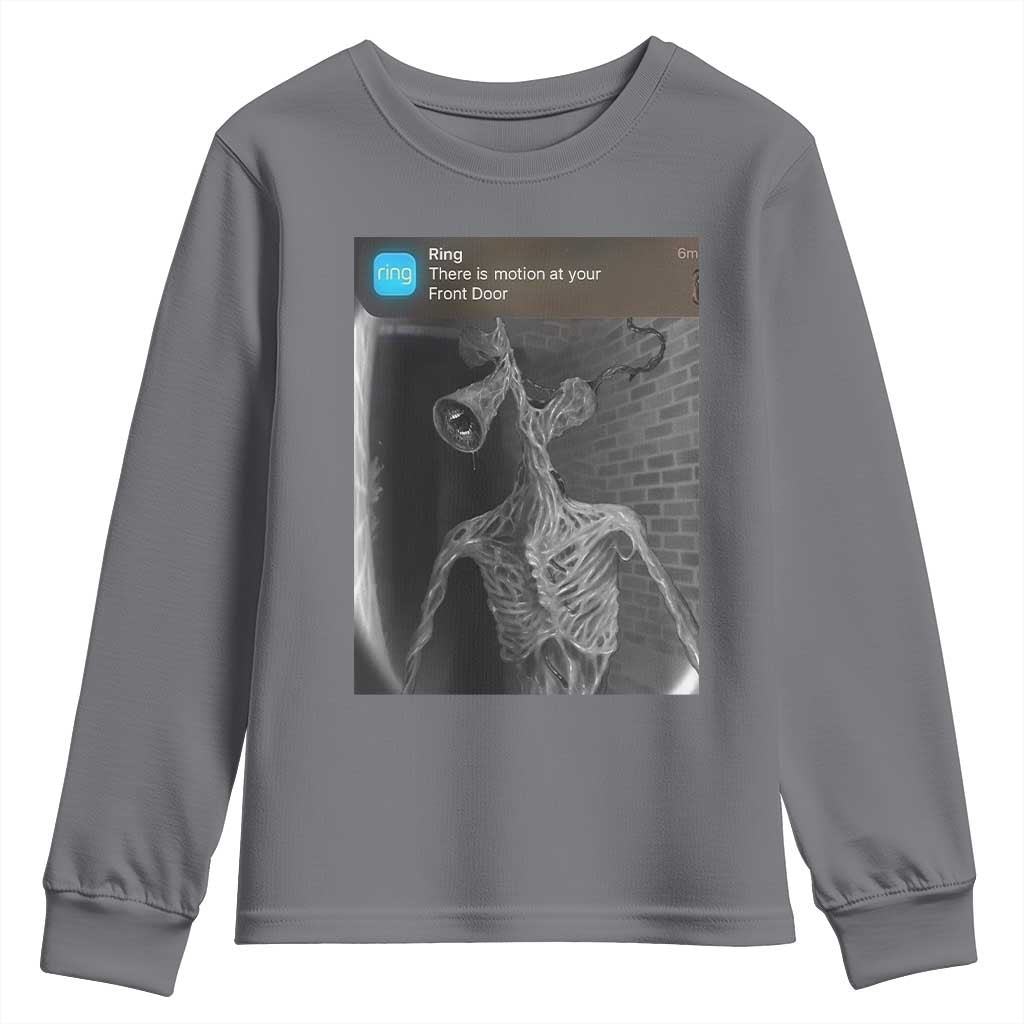 Funny Siren Head Youth Sweatshirt Ring with Motion Meme TS10 Charcoal Print Your Wear