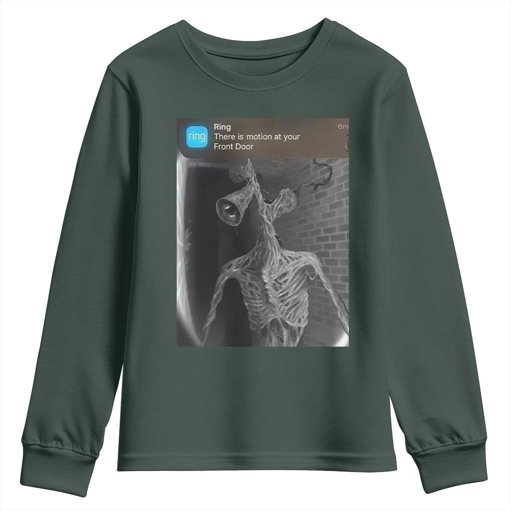 Funny Siren Head Youth Sweatshirt Ring with Motion Meme TS10 Dark Forest Green Print Your Wear