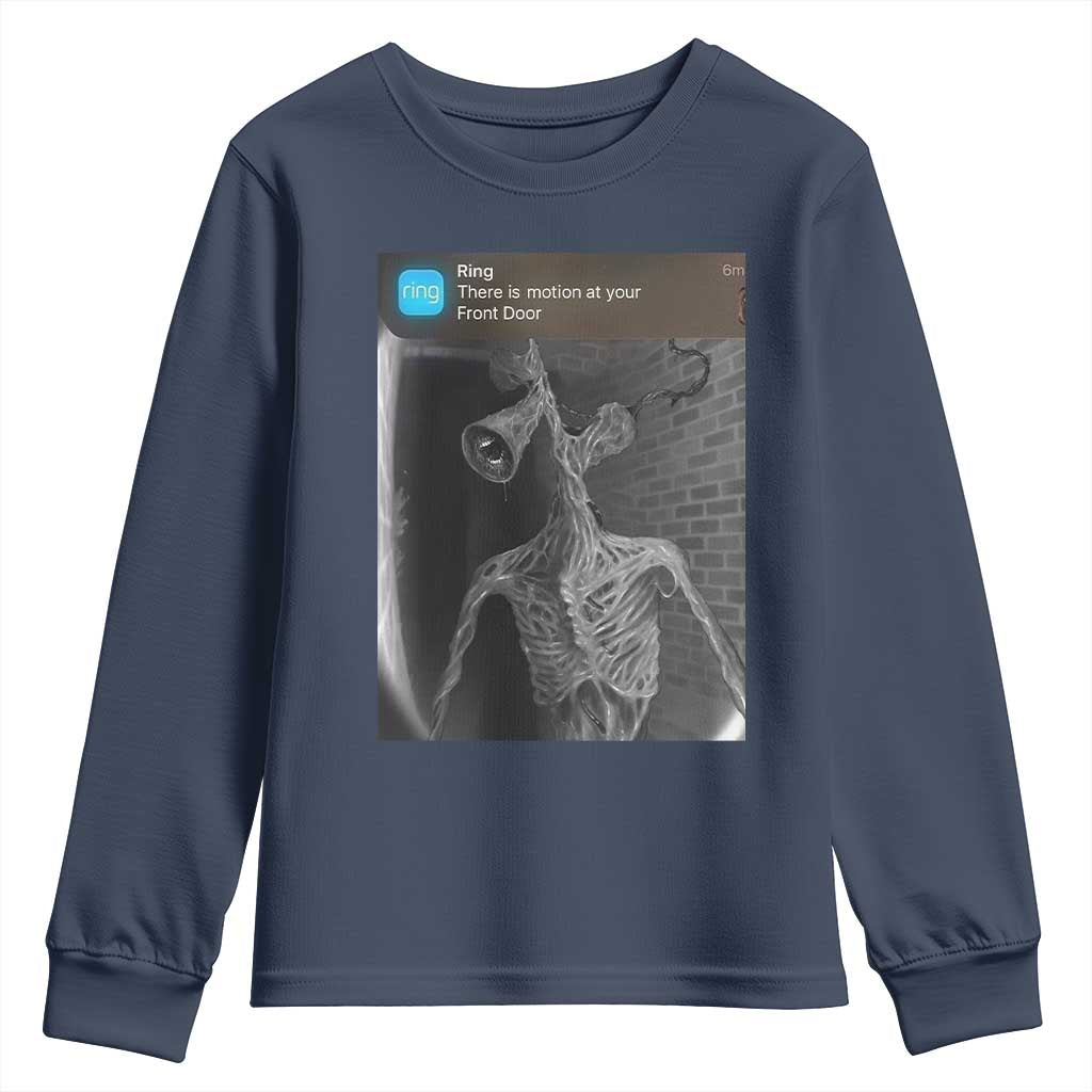 Funny Siren Head Youth Sweatshirt Ring with Motion Meme TS10 Navy Print Your Wear