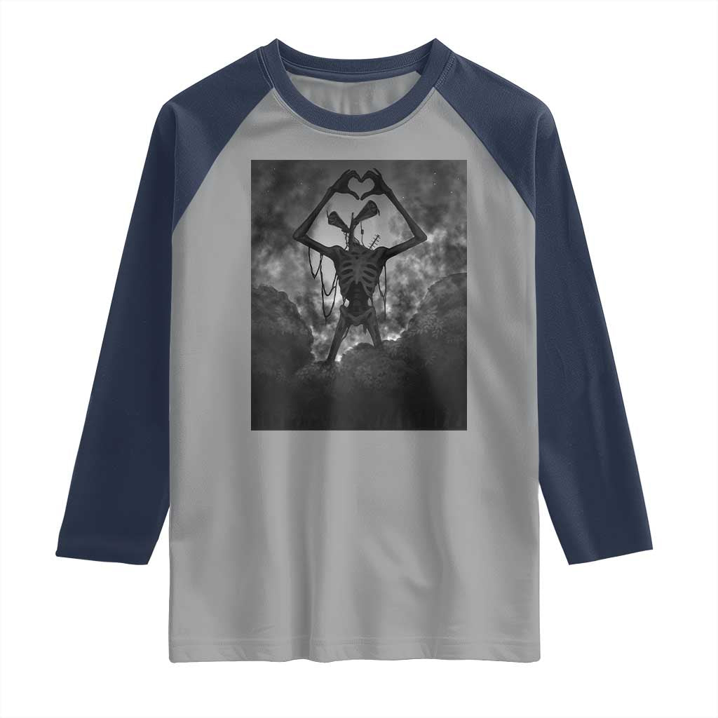 Siren Head Raglan Shirt Horror Poster Halloween Supernatural American Cryptid TS10 Sport Gray Navy Print Your Wear