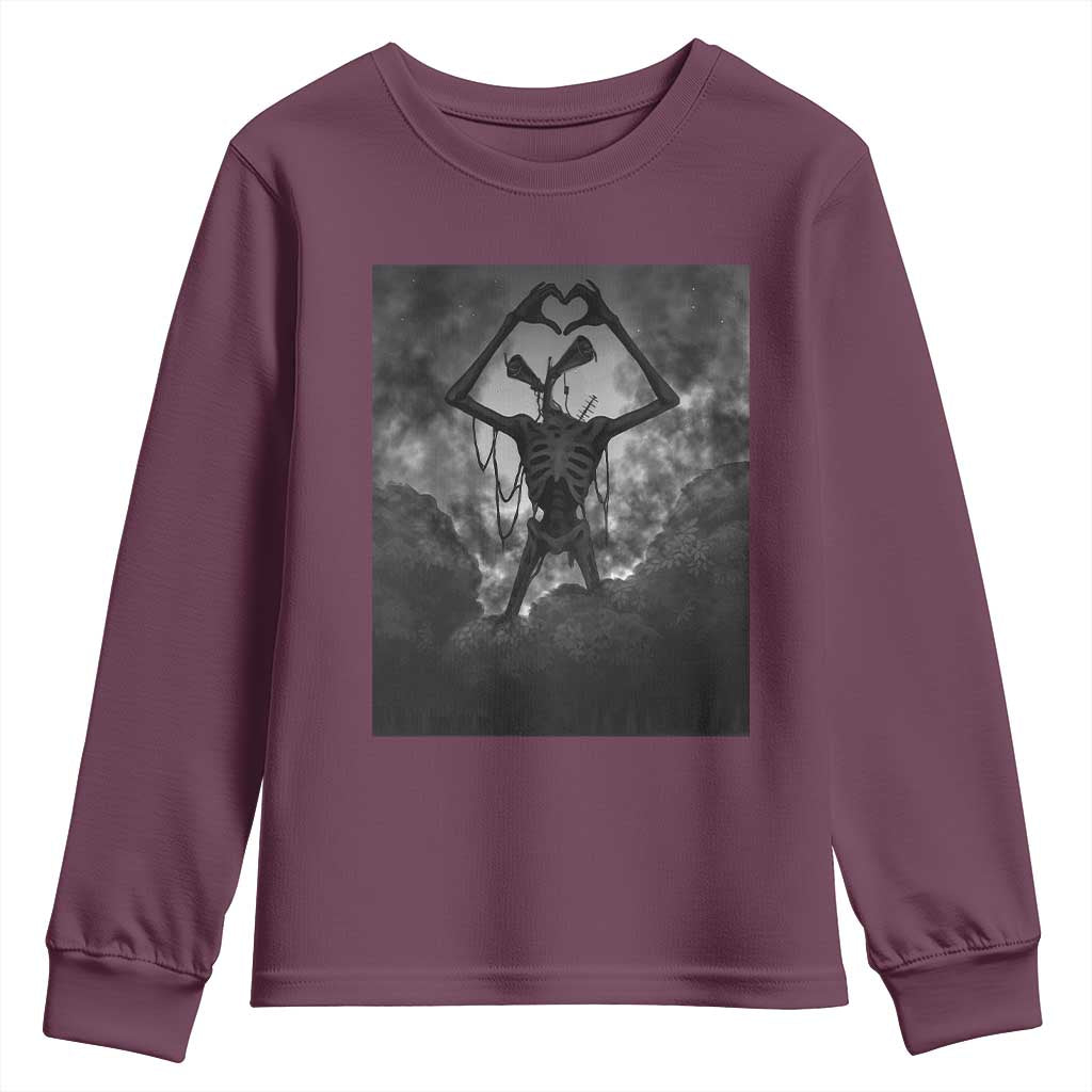 Siren Head Youth Sweatshirt Horror Poster Halloween Supernatural American Cryptid TS10 Maroon Print Your Wear