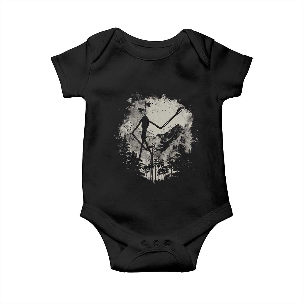 Siren Head Baby Onesie Retro Vintage American Cryptid Mountain Trees TS10 Black Print Your Wear