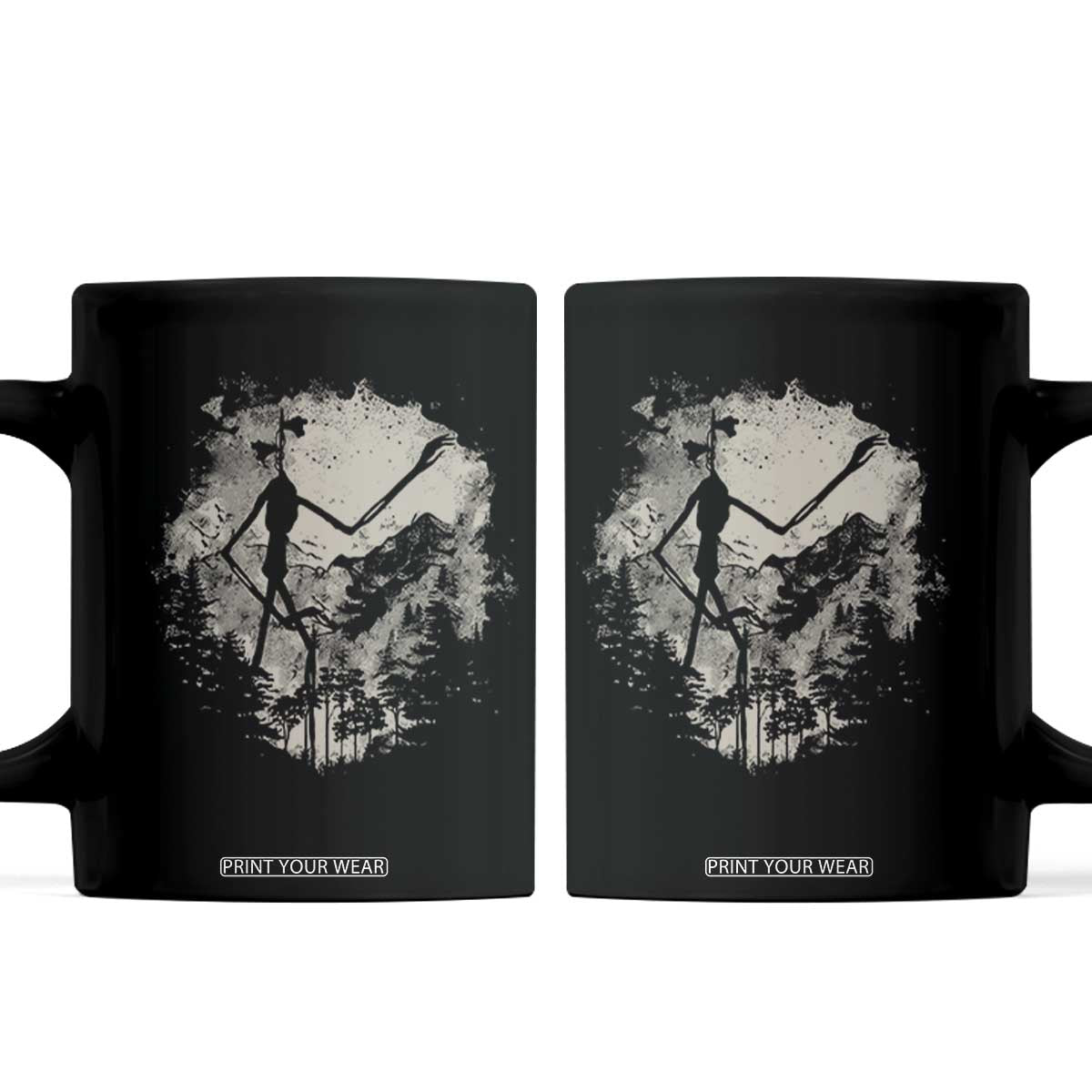 Siren Head Coffee Mug Retro Vintage American Cryptid Mountain Trees TS10 Black Print Your Wear