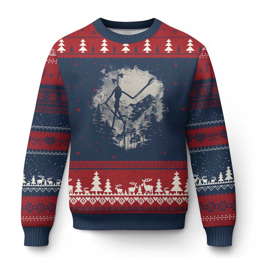 Siren Head Ugly Christmas Sweater Retro Vintage American Cryptid Mountain Trees TS10 Navy Red Print Your Wear