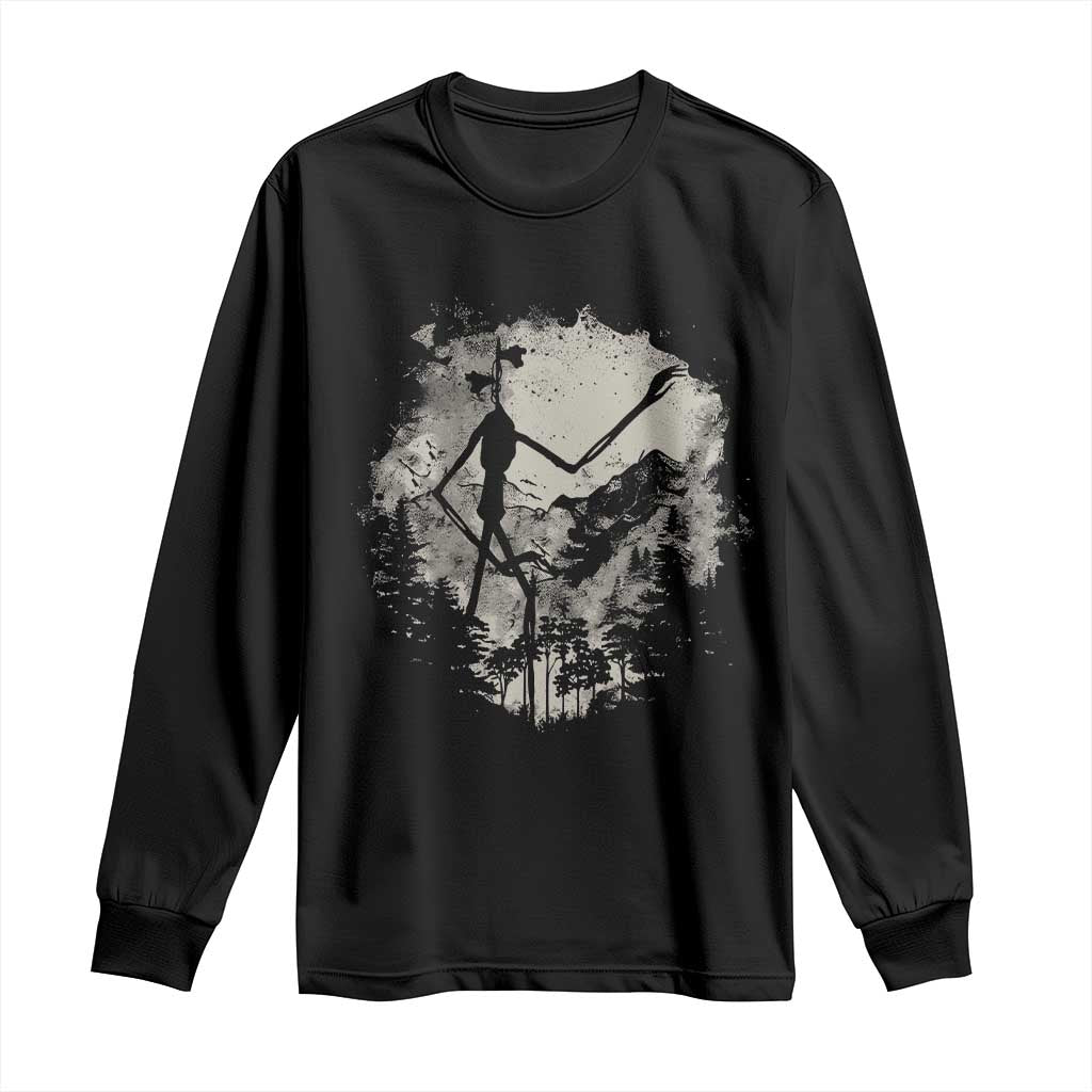 Siren Head Long Sleeve Shirt Retro Vintage American Cryptid Mountain Trees TS10 Black Print Your Wear