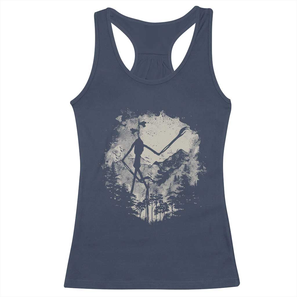 Siren Head Racerback Tank Top Retro Vintage American Cryptid Mountain Trees TS10 Navy Print Your Wear