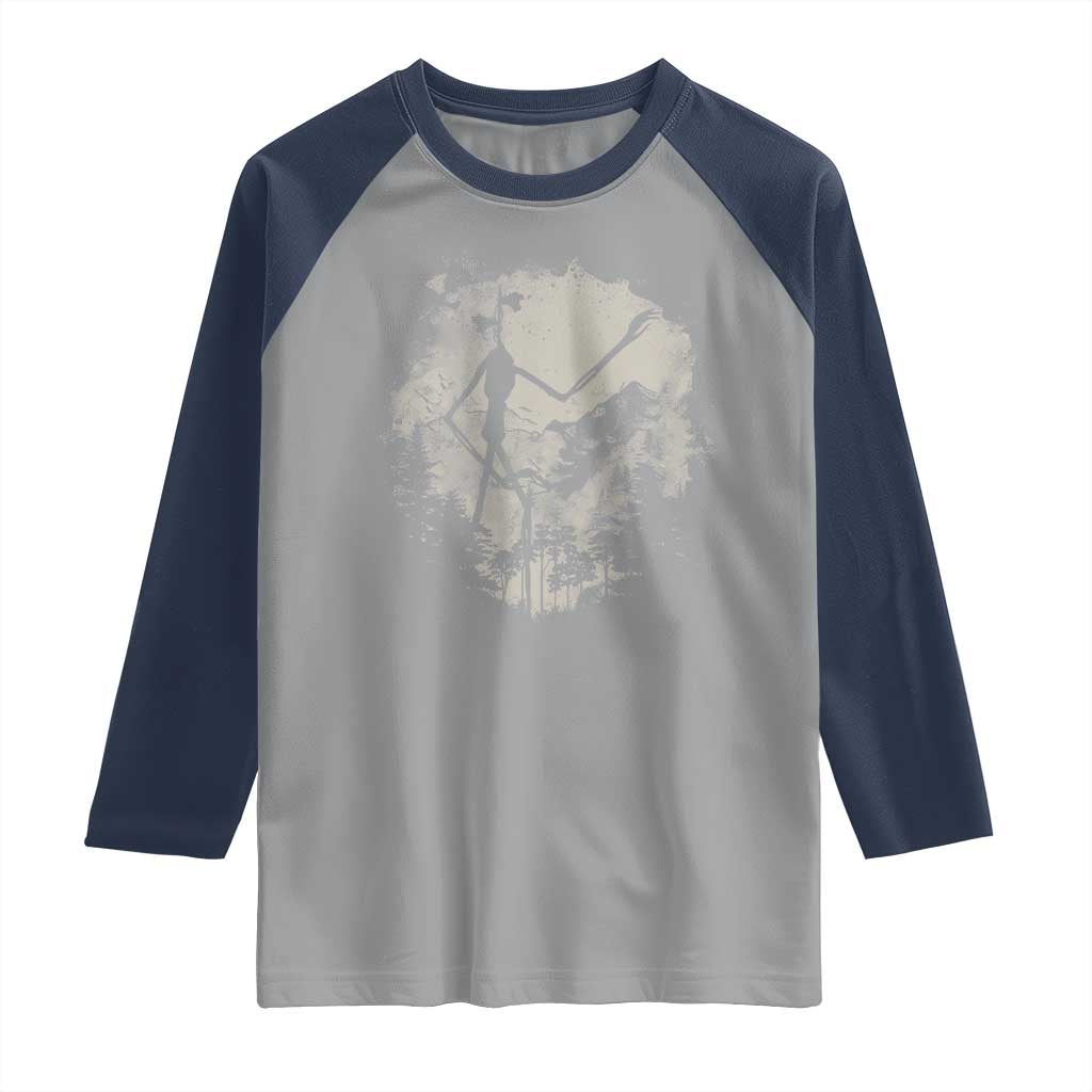 Siren Head Raglan Shirt Retro Vintage American Cryptid Mountain Trees TS10 Sport Gray Navy Print Your Wear