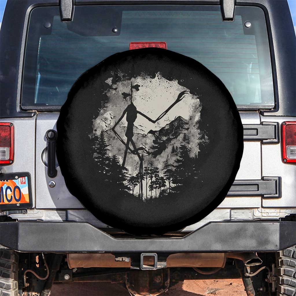 Siren Head Spare Tire Cover Retro Vintage American Cryptid Mountain Trees TS10 No hole Black Print Your Wear