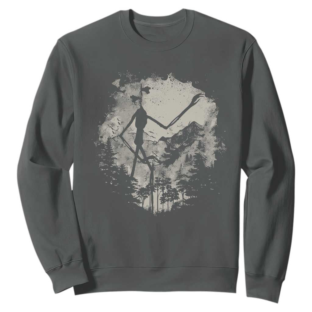 Siren Head Sweatshirt Retro Vintage American Cryptid Mountain Trees TS10 Dark Heather Print Your Wear
