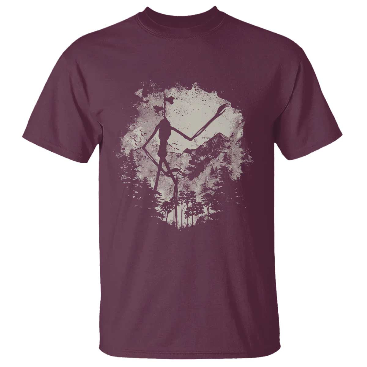Siren Head T Shirt Retro Vintage American Cryptid Mountain Trees TS10 Maroon Print Your Wear