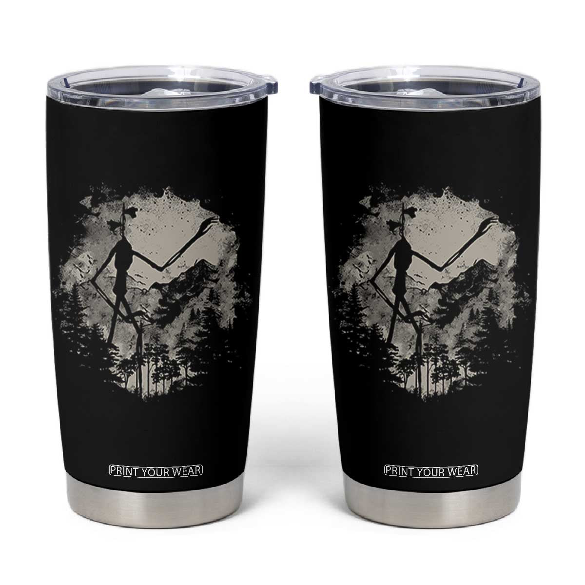 Siren Head Tumbler Cup Retro Vintage American Cryptid Mountain Trees TS10 Black Print Your Wear