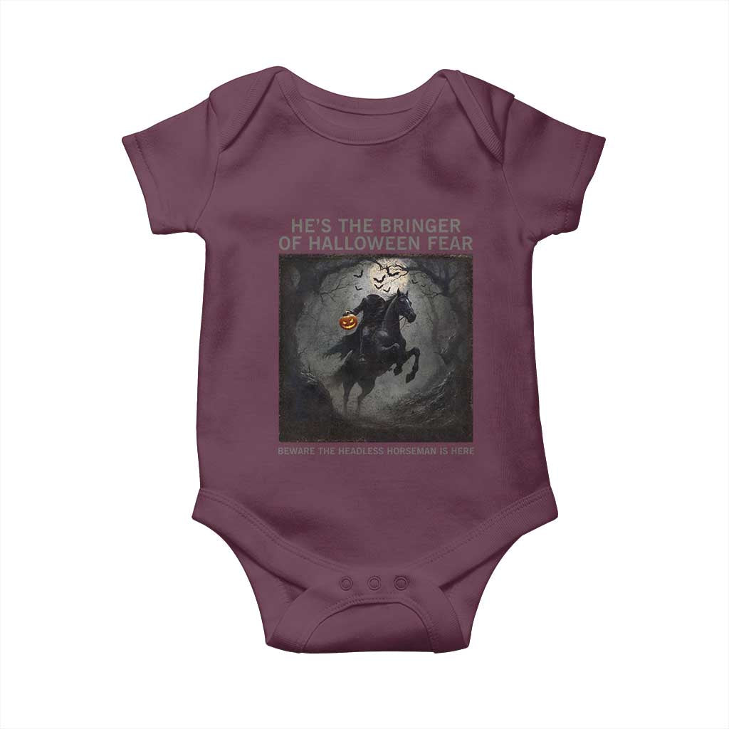 Headless Horseman Baby Onesie Vintage Gothic Scary Costume Halloween October Festive TS10 Maroon Print Your Wear