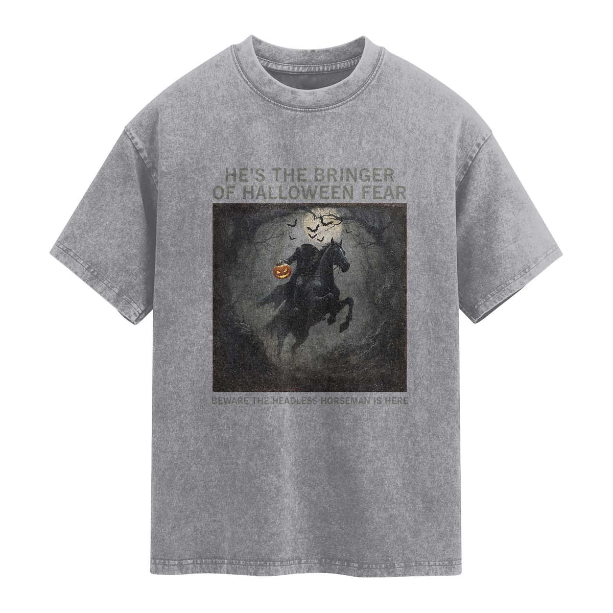 Headless Horseman Washed Cotton T-Shirt Vintage Gothic Scary Costume Halloween October Festive