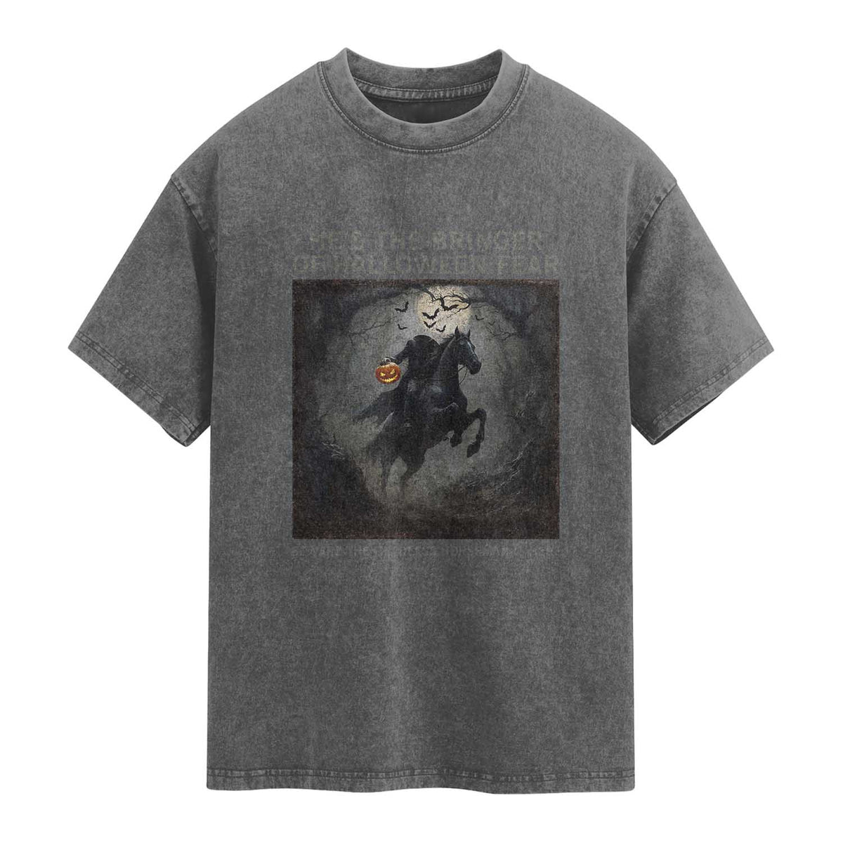 Headless Horseman Washed Cotton T-Shirt Vintage Gothic Scary Costume Halloween October Festive