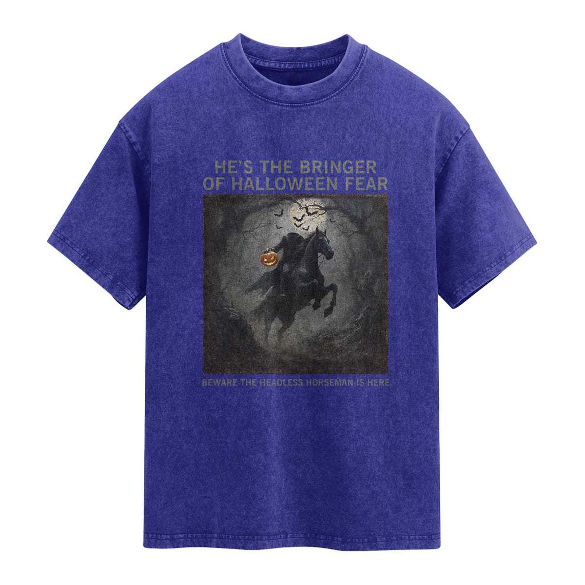 Headless Horseman Washed Cotton T-Shirt Vintage Gothic Scary Costume Halloween October Festive
