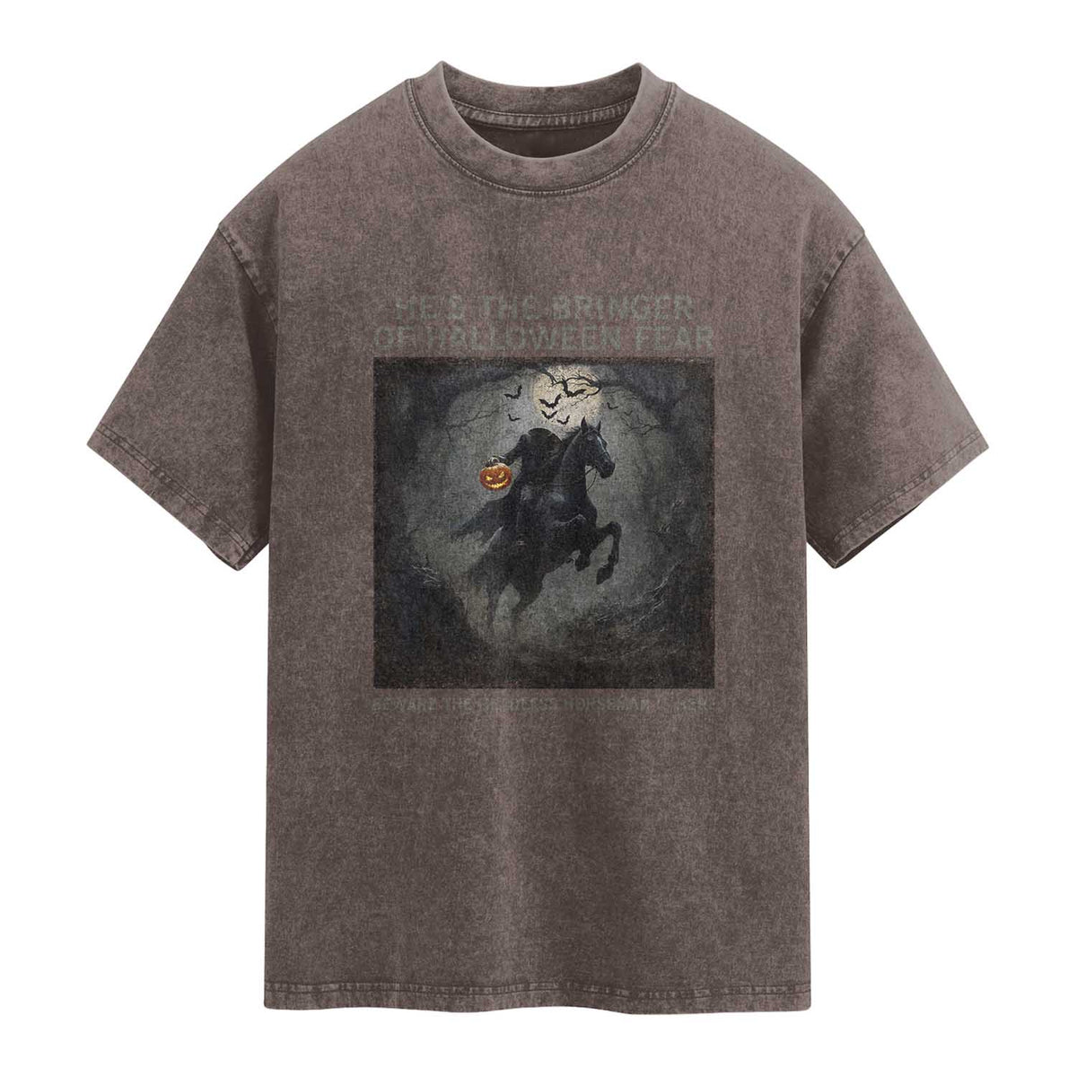 Headless Horseman Washed Cotton T-Shirt Vintage Gothic Scary Costume Halloween October Festive