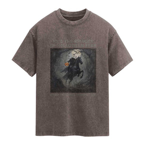 Headless Horseman Washed Cotton T-Shirt Vintage Gothic Scary Costume Halloween October Festive