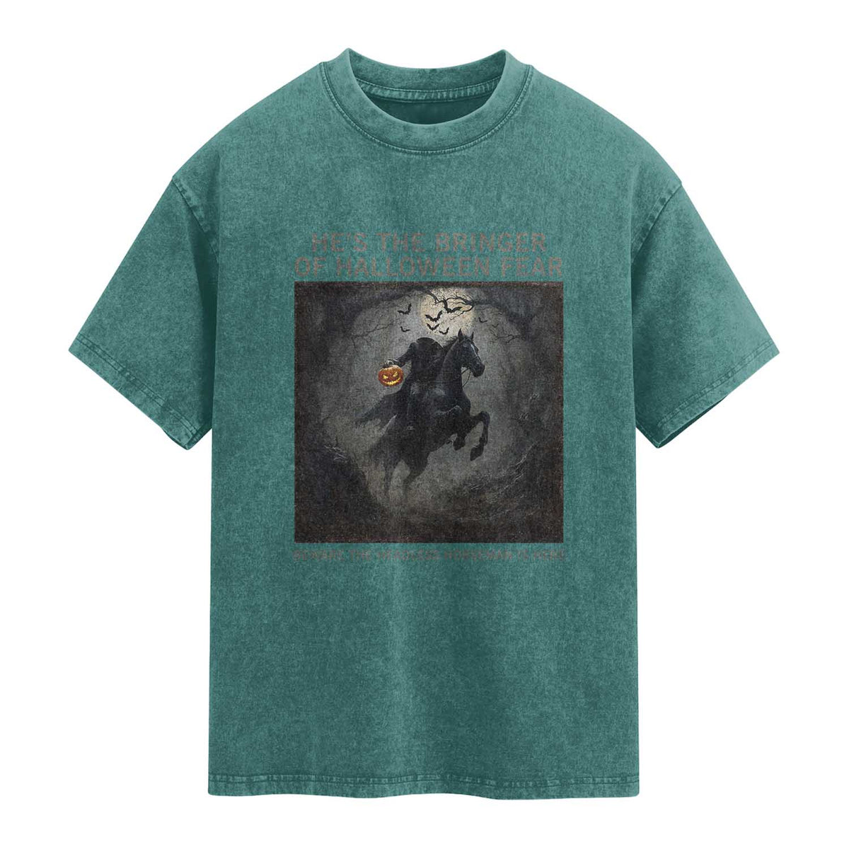 Headless Horseman Washed Cotton T-Shirt Vintage Gothic Scary Costume Halloween October Festive