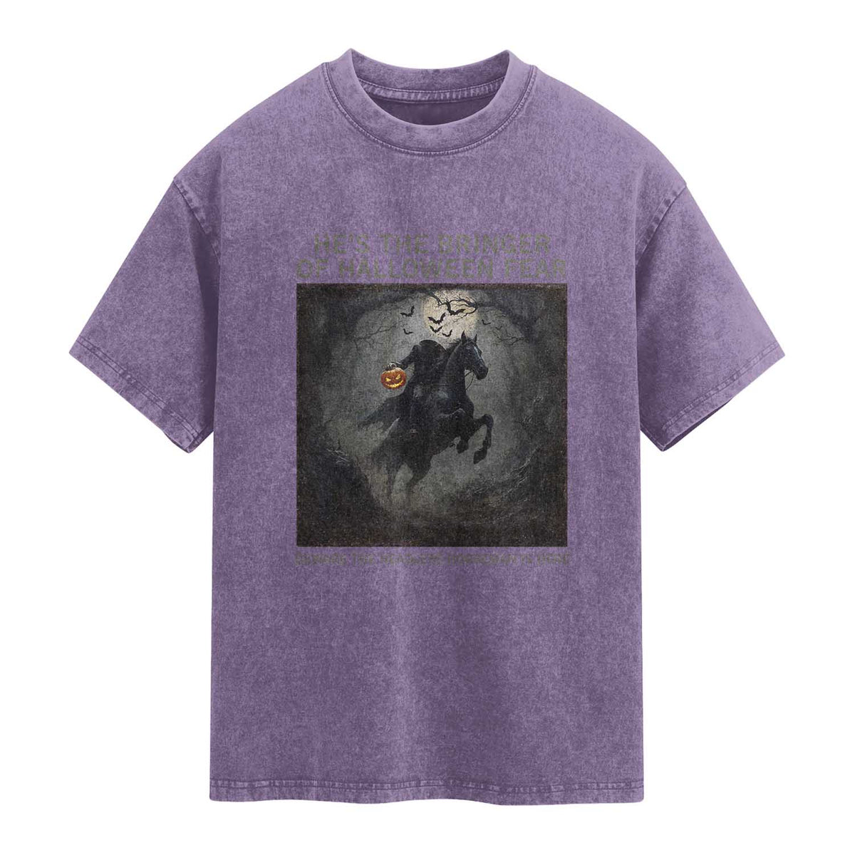 Headless Horseman Washed Cotton T-Shirt Vintage Gothic Scary Costume Halloween October Festive