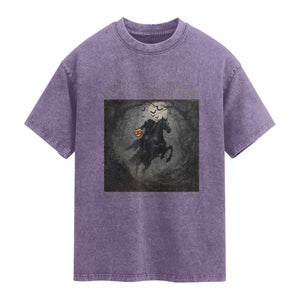 Headless Horseman Washed Cotton T-Shirt Vintage Gothic Scary Costume Halloween October Festive