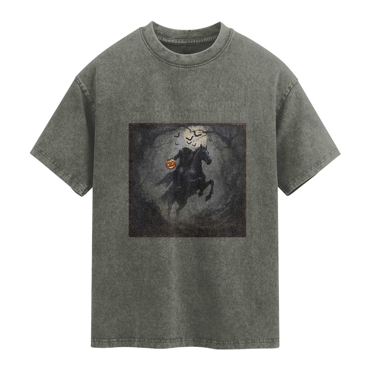 Headless Horseman Washed Cotton T-Shirt Vintage Gothic Scary Costume Halloween October Festive