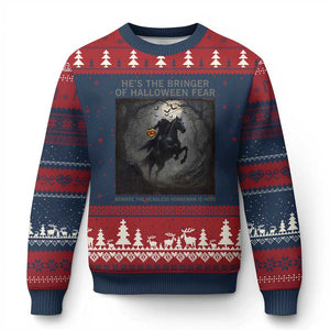 Headless Horseman Ugly Christmas Sweater Vintage Gothic Scary Costume Halloween October Festive TS10 Navy Red Print Your Wear